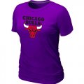 women nba chicago bulls big & tall primary logo Purple T-shirt