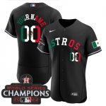 Custom Houston Astros MEXICO Champions Black Authentic Stitched Jerseys