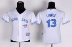youth mlb toronto blue jays #13 lawrie white jerseys [2012 new]
