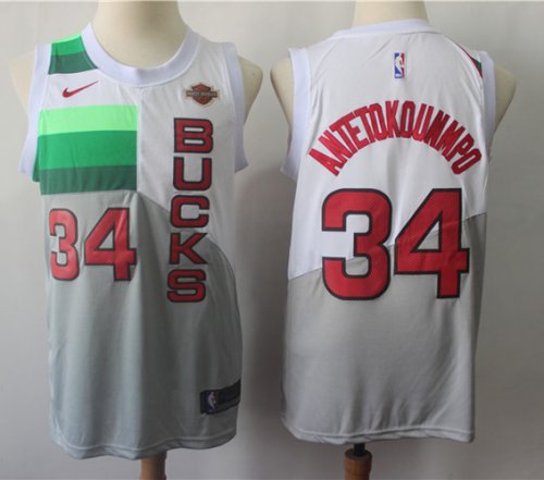 Basketball Milwaukee Bucks #34 Giannis Antetokounmpo White Swingman Earned Edition Jersey