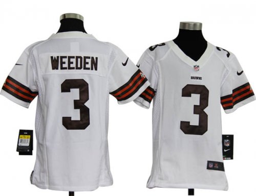nike youth nfl cleveland browns #3 weeden white jerseys