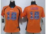 women nike denver broncos #18 manning orange strobe jerseys