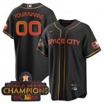 Custom Stitched Houston Astros Black Red 2023 Space City Champions Jersey