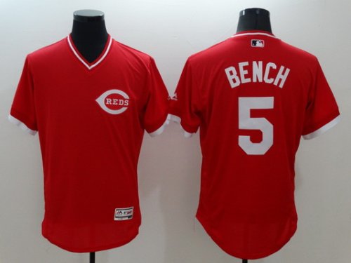 Men\'s MLB Cincinnati Reds #5 Johnny Bench Red Flexbase Authentic Collection Cooperstown Jersey