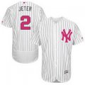 Men MLB New York Yankees #2 Derek Jeter White Strip 2016 Mother's Day Stitched Flexbase Authentic Collection Jerseys