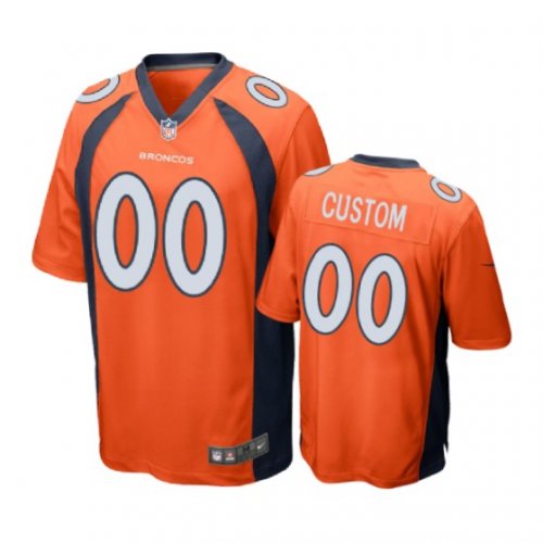 Denver Broncos #00 Custom Orange Nike Game Jersey - Men\'s