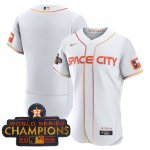 Custom Stitched Houston Astros White Red 2023 Space City Authentic Champions Jersey Blank