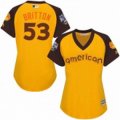 women's majestic baltimore orioles #53 zach britton authentic yellow 2016 all star american league bp cool base mlb jerseys