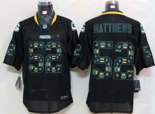 nike nfl green bay packers #52 matthews elite black jerseys [uni
