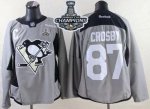 Men Pittsburgh Penguins #87 Sidney Crosby Grey Practice 2017 Stanley Cup Finals Champions Stitched NHL Jersey