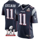 Youth NIKE NFL New England Patriots #11 Julian Edelman Navy Blue Super Bowl LI Bound Game Jersey