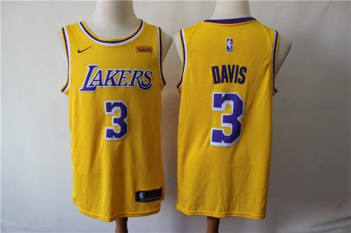 Men\'s Los Angeles Lakers #3 Anthony Davis Gold Swingman Jersey