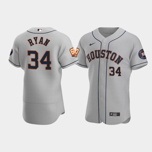 Men\'s Houston Astros #34 Nolan Ryan 60th Anniversary Authentic Gray Jersey