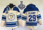 Men NHL Pittsburgh Penguins #29 Andre Fleury Cream Sawyer Hooded Sweatshirt 2017 Stanley Cup Final Patch Stitched NHL Jersey