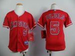 youth mlb los angeles angels #5 pujols red jerseys