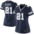 Women's Nike Dallas Cowboys #21 Ezekiel Elliott Navy Blue Game NFL Jerseys