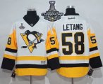 Men Pittsburgh Penguins #58 Kris Letang White New Away 2017 Stanley Cup Finals Champions Stitched NHL Jersey