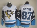 Men Pittsburgh Penguins #87 Sidney Crosby White Blue CCM Throwback Stitched NHL Jersey
