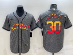 Men's Houston Astros #30 Kyle Tucker Grey With Patch Cool Base Stitched Baseball Jersey