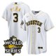 Men's Houston Astros #3 Jeremy Pena White Gold Stitched World Series Cool Base Limited Jersey