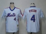 Baseball Jerseys new york mets #4 dykstra m&n white(blue strip)