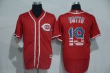 Men's MLB Cincinnati Reds #19 Joey Votto Red USA Flag Fashion Cool Base Jersey
