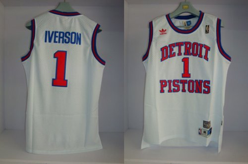 nba detroit pistons #1 iverson white [swingman] cheap jerseys
