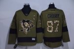 Men Pittsburgh Penguins #87 Sidney Crosby Green Salute to Service Stitched NHL Jersey