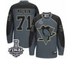 Men's Reebok Pittsburgh Penguins #71 Evgeni Malkin Authentic Charcoal Cross Check Fashion 2017 Stanley Cup Final NHL Jerseys