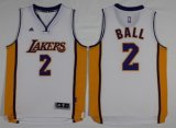 Men's NBA Los Angeles Lakers #2 Lonzo Ball Adidas White Jerseys