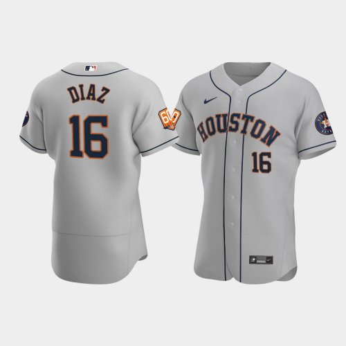 Men\'s Houston Astros #16 Aledmys Diaz 60th Anniversary Authentic Gray Jersey