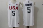 rio 2016 usa basketball #5 kevin durant white stitched jersey