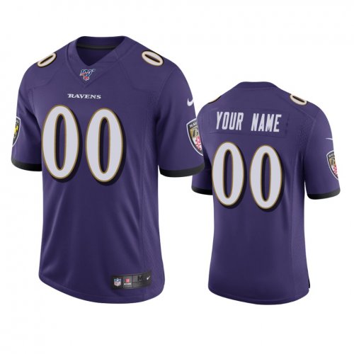 Baltimore Ravens Custom Purple 100th Season Vapor Limited Jersey