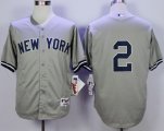Men MLB New York Yankees #2 Derek Jeter Grey M&N Jerseys [No Name]