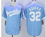 mlb los angeles dodgers #32 sandy koufax light blue throwback jerseys [mitchell and ness]