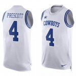 Men's Nike Dallas Cowboys #4 Dak Prescott White Player Name & Number Tank Top Limited NFL Jerseys