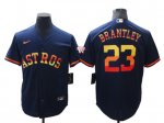Men's Baseball Houston Astros #23 Michael Brantley Navy Blue Rainbow Stitched Cool Base Jersey
