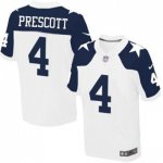 Men's Nike Dallas Cowboys #4 Dak Prescott White Thanksgiving Throwback Elite NFL Jerseys