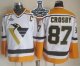 Men Pittsburgh Penguins #87 Sidney Crosby White Yellow CCM Throwback 2017 Stanley Cup Finals Champions Stitched NHL Jersey