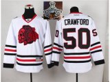 NHL Chicago Blackhawks #50 Corey Crawford White(Red Skull) 2014