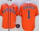 Men mlb houston astros #1 Carlos Correa majestic Orange Houston Astros Strong Patch cool base jerseys