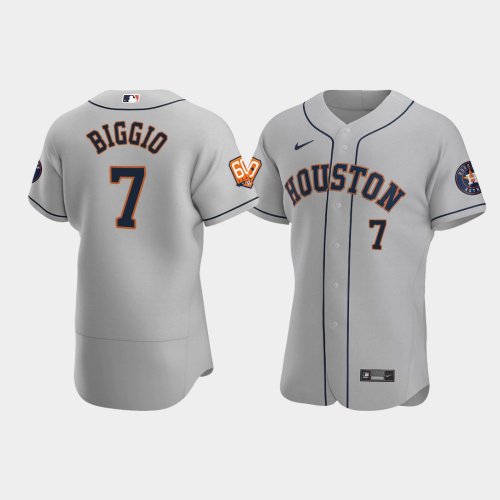 Men\'s Houston Astros #7 Craig Biggio 60th Anniversary Authentic Gray Jersey