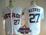 Men Houston Astros #27 Jose Altuve White 2017 World Series Champions Patch MLB Jersey