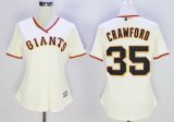 women mlb san francisco giants #35 brandon crawford majestic cream new cool base jerseys