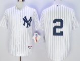 Men MLB New York Yankees #2 Derek Jeter White M&N Jerseys [No Name]