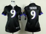 nike women nfl baltimore ravens #9 tucker black jerseys