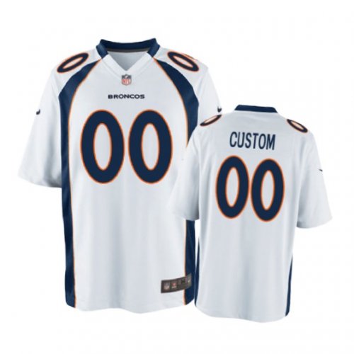 Denver Broncos #00 Custom White Nike Game Jersey - Men\'s