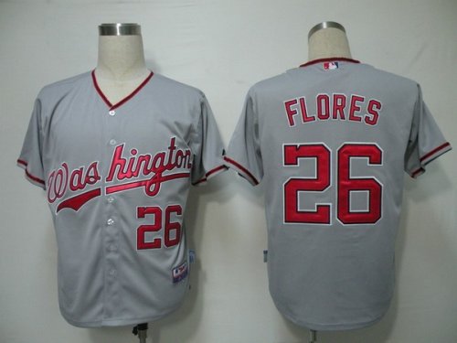 Baseball Jerseys washington nationals #26 flores grey(cool base)