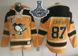 men nhl pittsburgh penguins #87 sidney crosby gold sawyer hooded sweatshirt 2017 stanley cup finals champions stitched nhl jersey