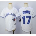 youth mlb toronto blue jays #17 ryan goins white majestic cool base jerseys